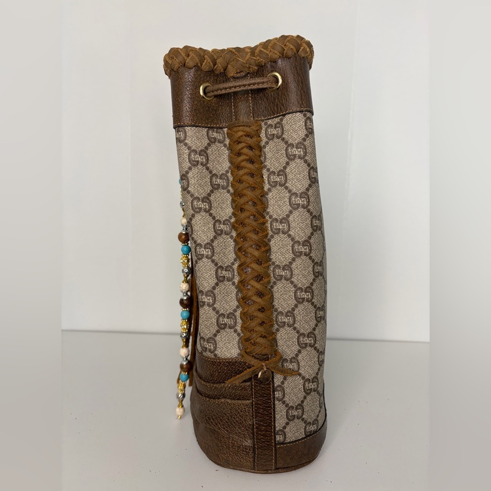 Gucci Bag Bucket Fringe Braided Vintage Gucci Plus Bucket Western Style Boho - Picture 6 of 14